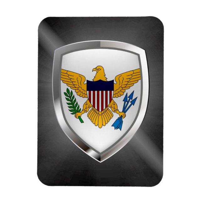Imán Emblema metálico de las Islas Vírgenes de Estados  (Vertical)