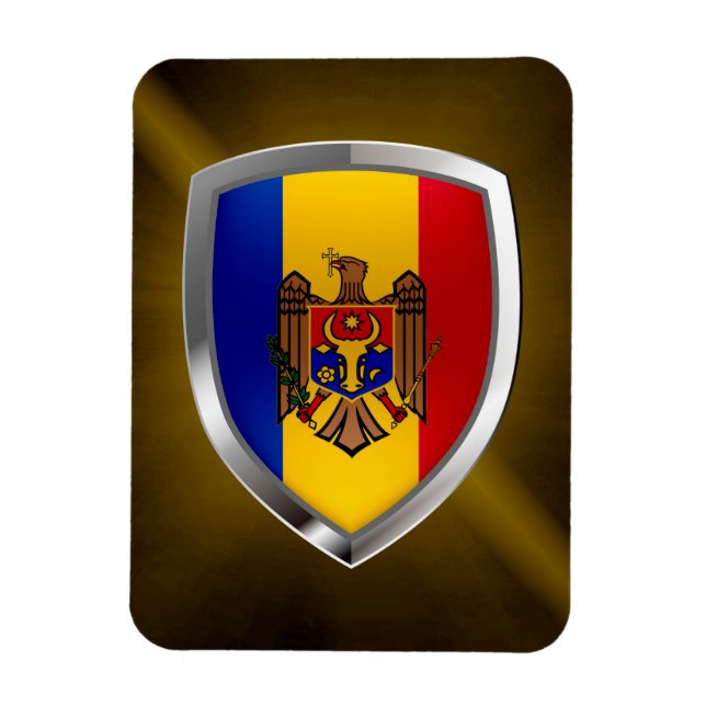 Imán Emblema metálico de Moldavia (Vertical)