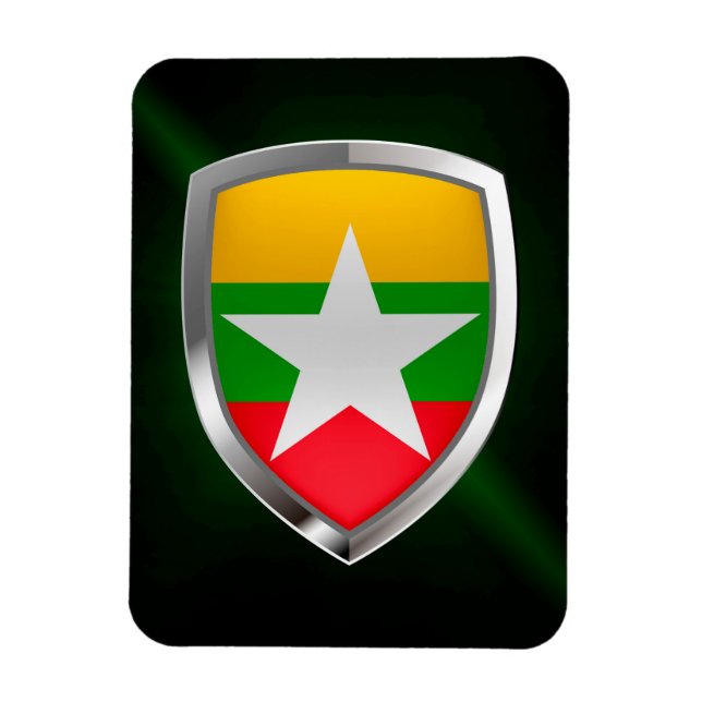 Imán Emblema metálico de Myanmar (Vertical)