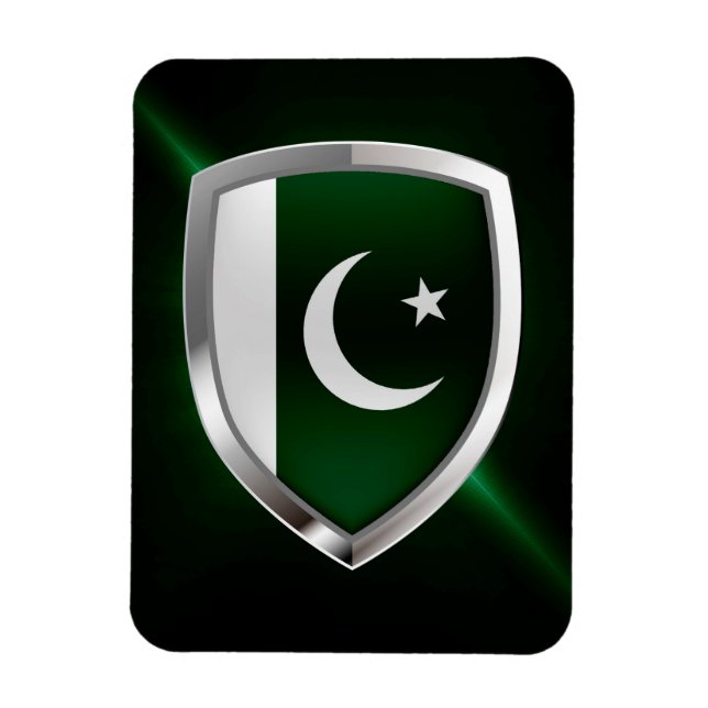 Imán Emblema metálico de Pakistán (Vertical)