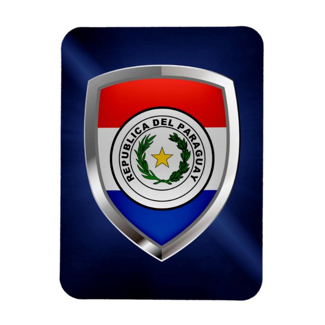 Imán Emblema metálico de Paraguay (Vertical)