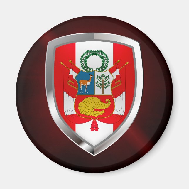 Imán Emblema metálico de Perú (Frente)