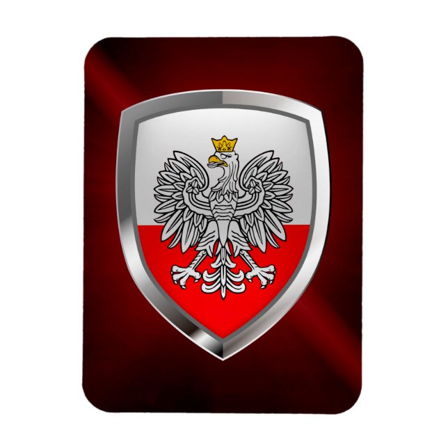 Imán Emblema metálico de Polonia (Vertical)