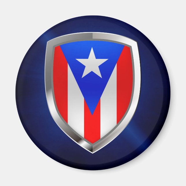 Imán Emblema metálico de Puerto Rico (Frente)