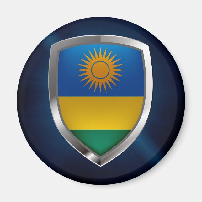 Imán Emblema metálico de Ruanda (Frente)