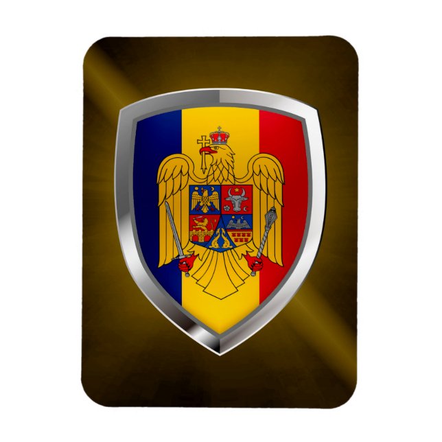 Imán Emblema metálico de Rumania (Vertical)