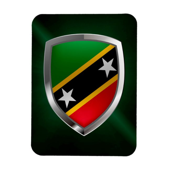 Imán Emblema metálico de Saint Kitts y Nevis (Vertical)