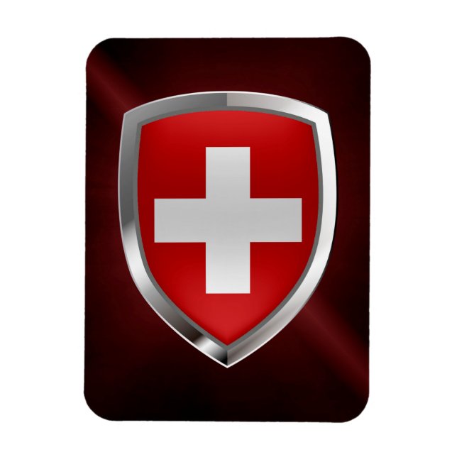 Imán Emblema metálico de Suiza (Vertical)