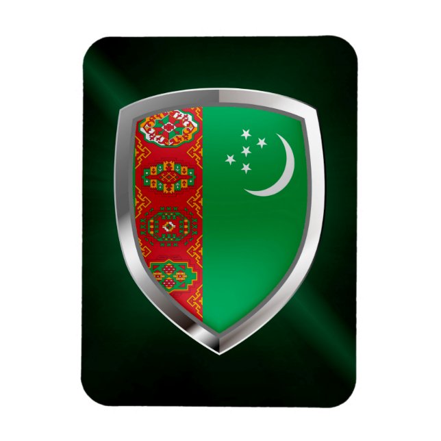 Imán Emblema metálico de Turkmenistán (Vertical)