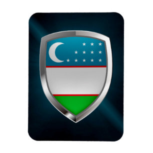 Imán Emblema metálico de Uzbekistán