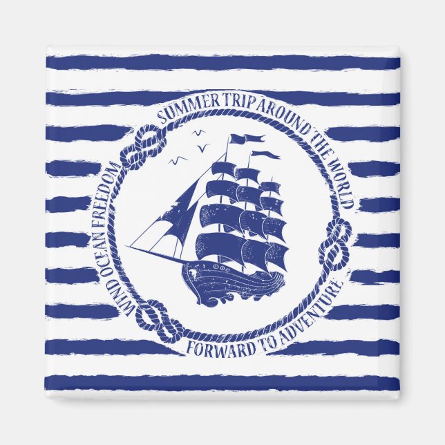 Imán Emblema Náutico Con Barco De Vela (Frente)