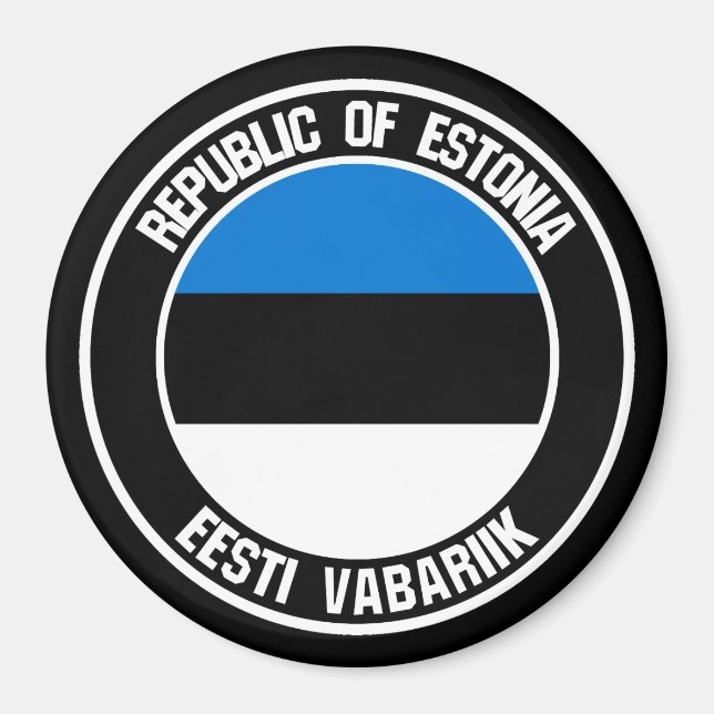Imán Emblema redondeado de Estonia (Frente)