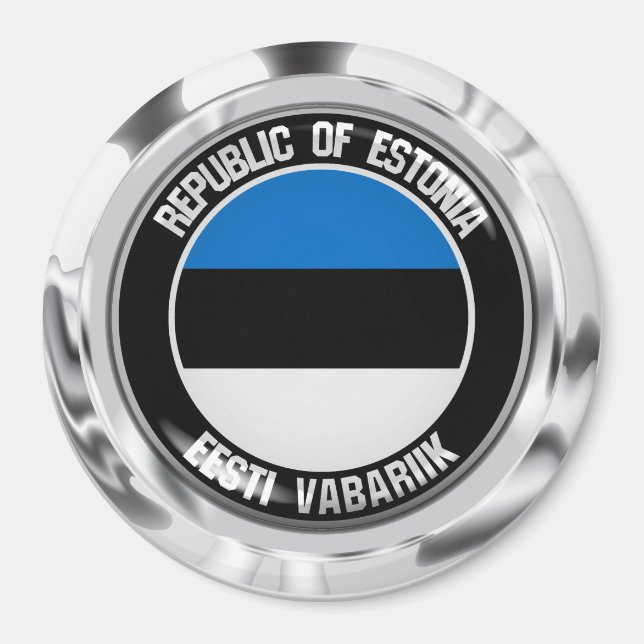 Imán Emblema redondeado de Estonia (Frente)