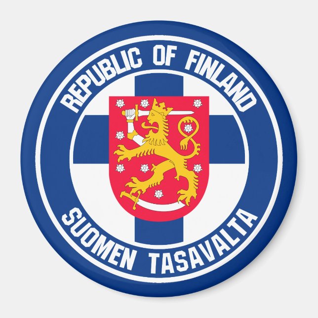 Imán Emblema redondeado de Finlandia (Frente)