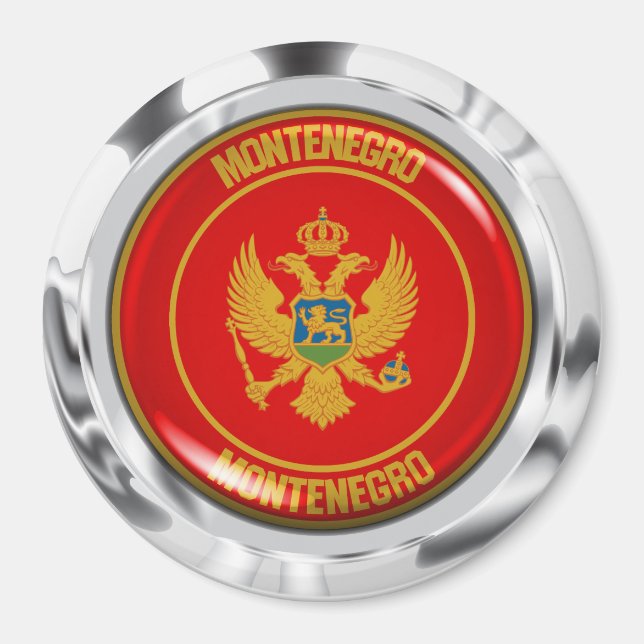 Imán Emblema redondeado de Montenegro (Frente)