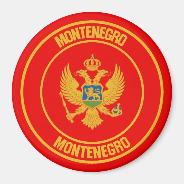 Imán Emblema redondeado de Montenegro (Frente)