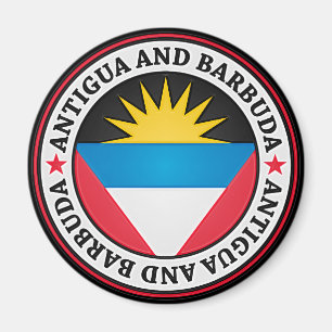 Imán Emblema redondo de Antigua y de Barbuda