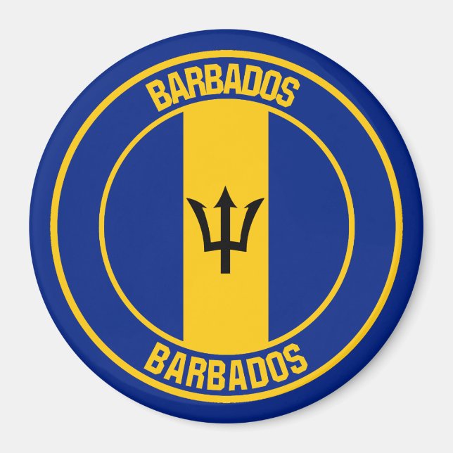 Imán Emblema redondo de Barbados (Frente)