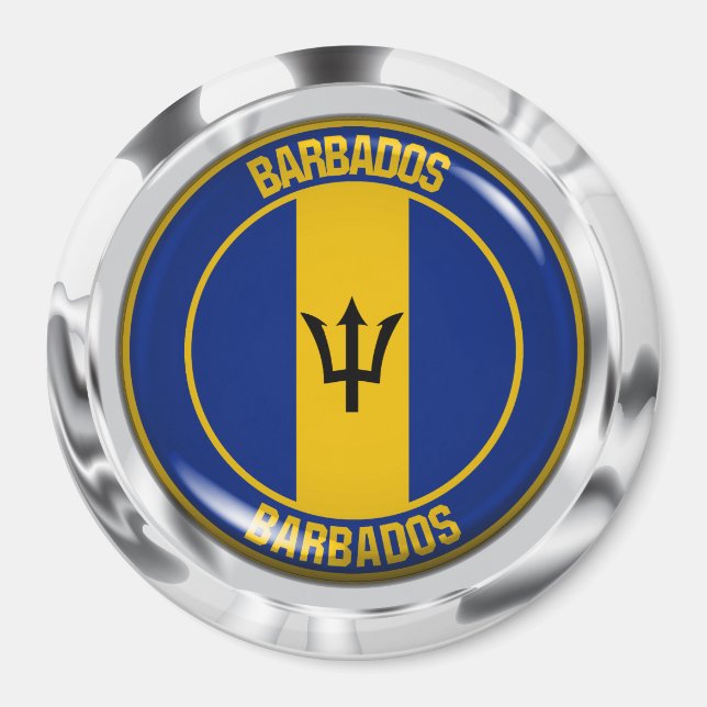 Imán Emblema redondo de Barbados (Frente)