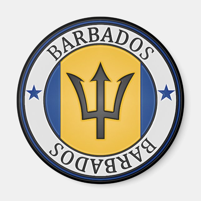Imán Emblema redondo de Barbados (Frente)