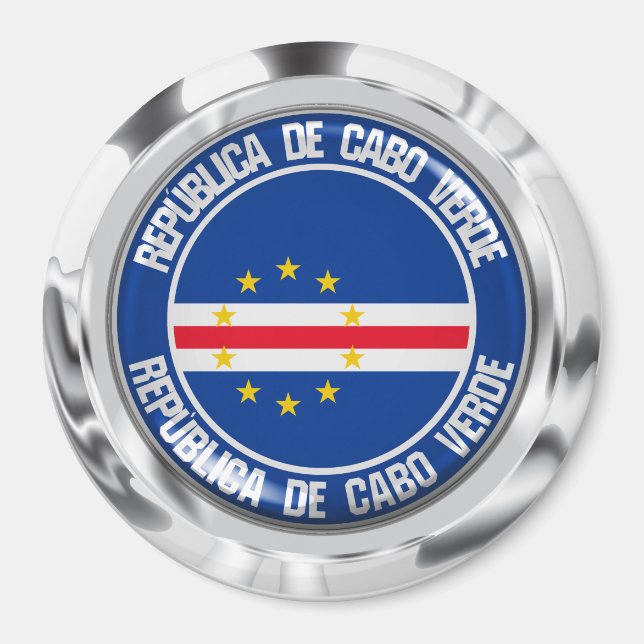 Imán Emblema redondo de Cabo Verde (Frente)