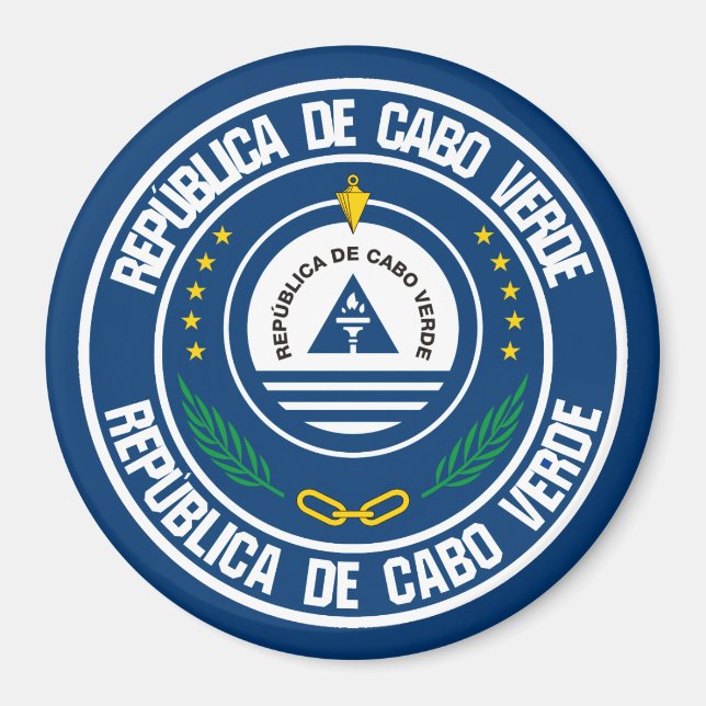 Imán Emblema redondo de Cabo Verde (Frente)