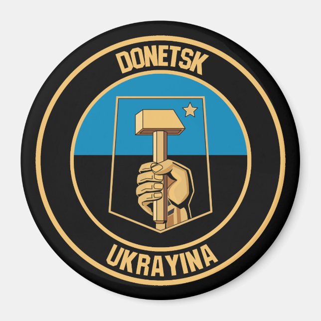 Imán Emblema redondo de Donetsk (Frente)