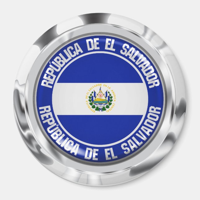 Imán Emblema redondo de El Salvador (Frente)