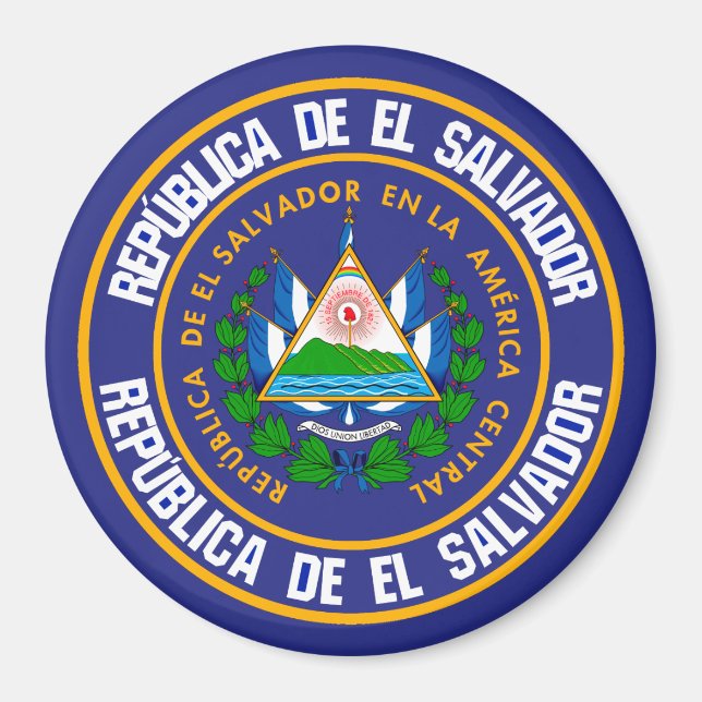 Imán Emblema redondo de El Salvador (Frente)