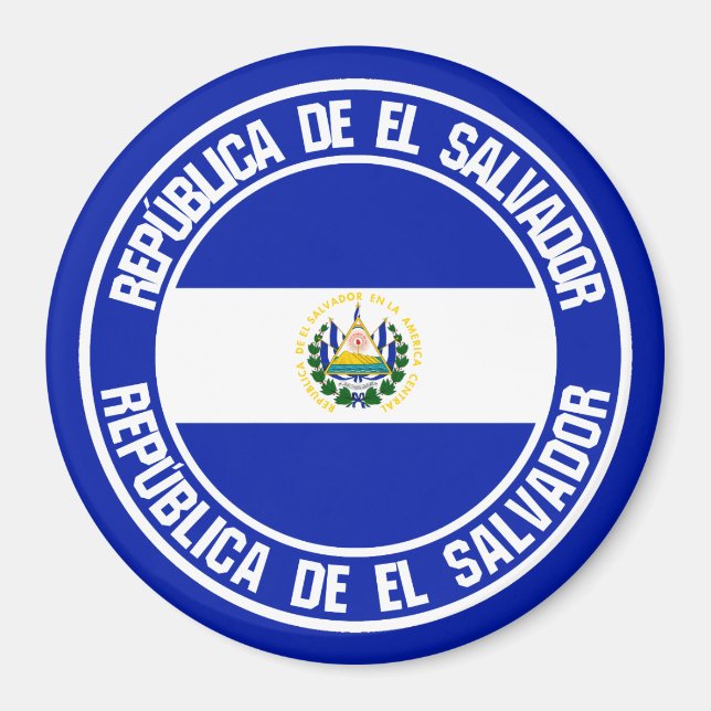 Imán Emblema redondo de El Salvador (Frente)
