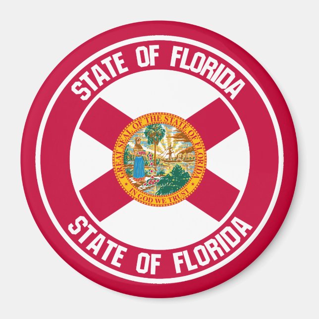 Imán Emblema redondo de Florida (Frente)