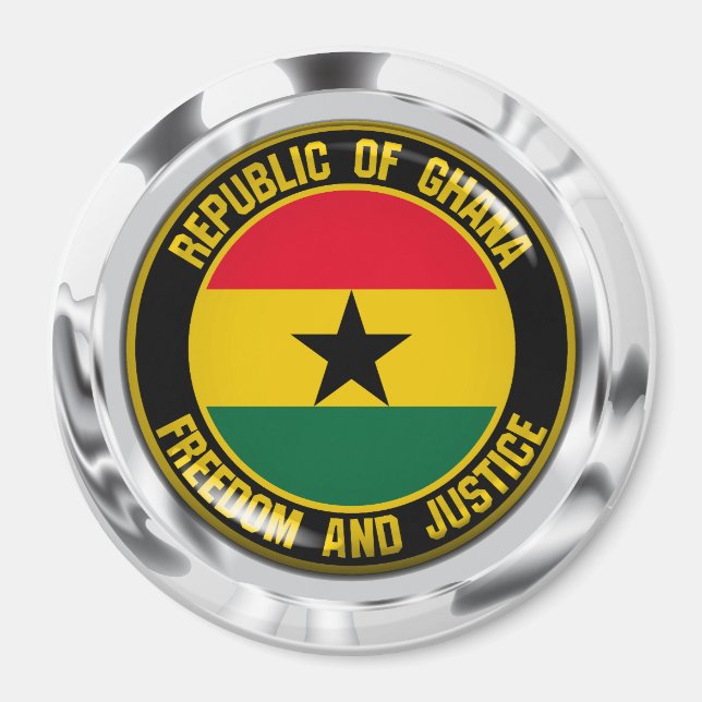 Imán Emblema Redondo de Ghana (Frente)