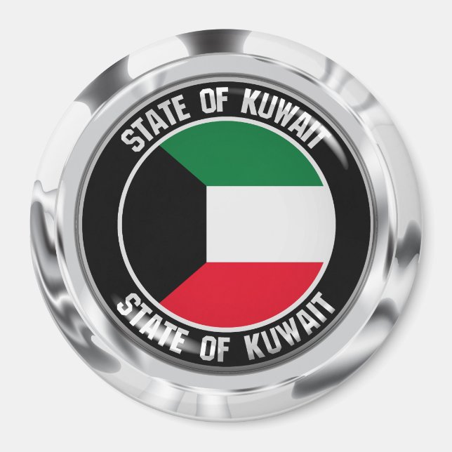 Imán Emblema redondo de Kuwait (Frente)