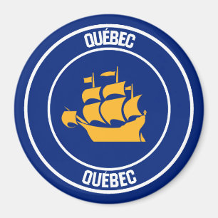 Imán emblema redondo de la ciudad de Quebec