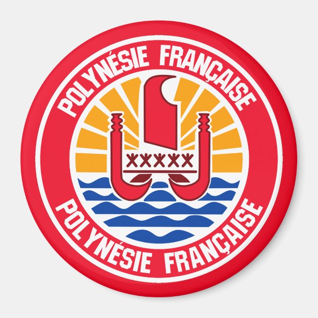 Imán Emblema redondo de la Polinesia Francesa (Frente)