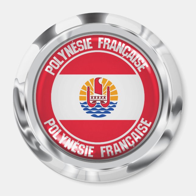 Imán Emblema redondo de la Polinesia Francesa (Frente)