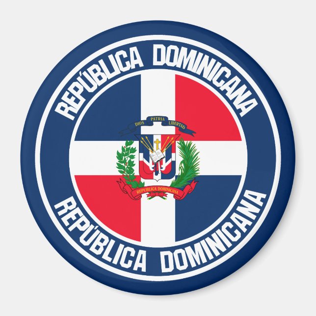 Imán Emblema redondo de la República Dominicana (Frente)