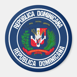 Imán Emblema redondo de la República Dominicana