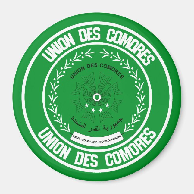 Imán Emblema redondo de las Comoras (Frente)