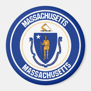 Imán Emblema redondo de Massachusetts