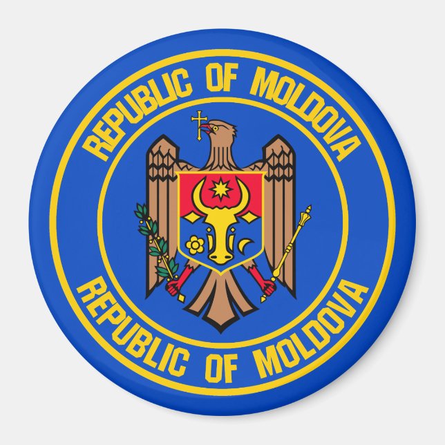 Imán Emblema redondo de Moldavia (Frente)