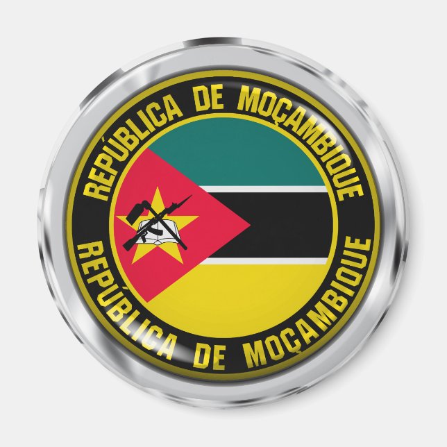 Imán Emblema redondo de Mozambique (Frente)