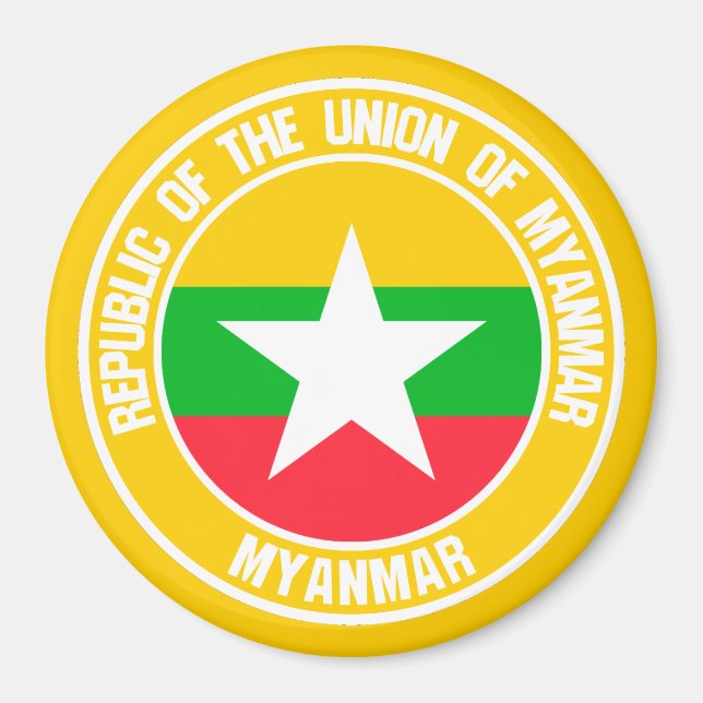 Imán Emblema redondo de Myanmar (Frente)