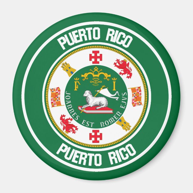 Imán Emblema redondo de Puerto Rico (Frente)
