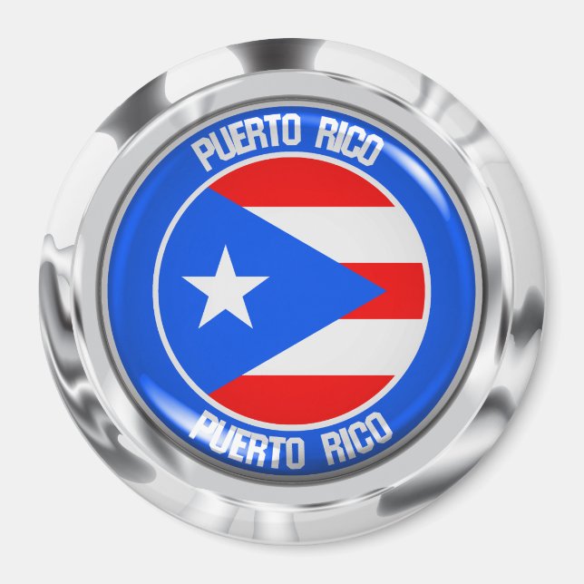 Imán Emblema redondo de Puerto Rico (Frente)