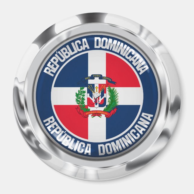 Imán Emblema redondo de República Dominicana (Frente)