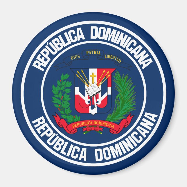 Imán Emblema redondo de República Dominicana (Frente)