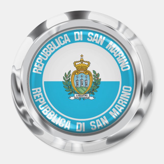 Imán Emblema redondo de San Marino (Frente)