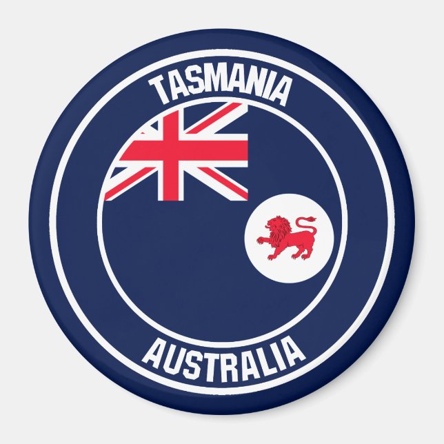 Imán Emblema redondo de Tasmania (Frente)