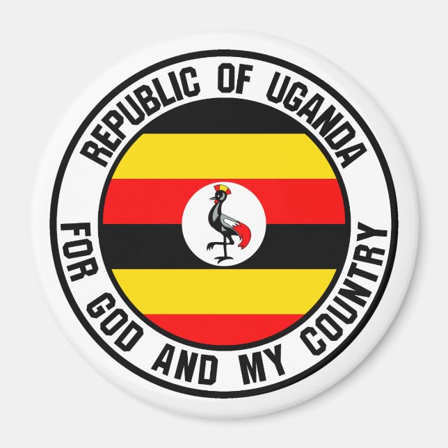 Imán Emblema redondo de Uganda (Frente)